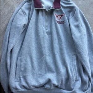 Men's Gray and Maroon Zip-Up Sweater
